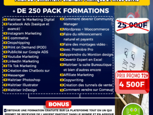 Gagner jusqu'à 3000€ par mois juste avec votre téléphone - Pack de plus de 250 formations pratiques en e-commerce