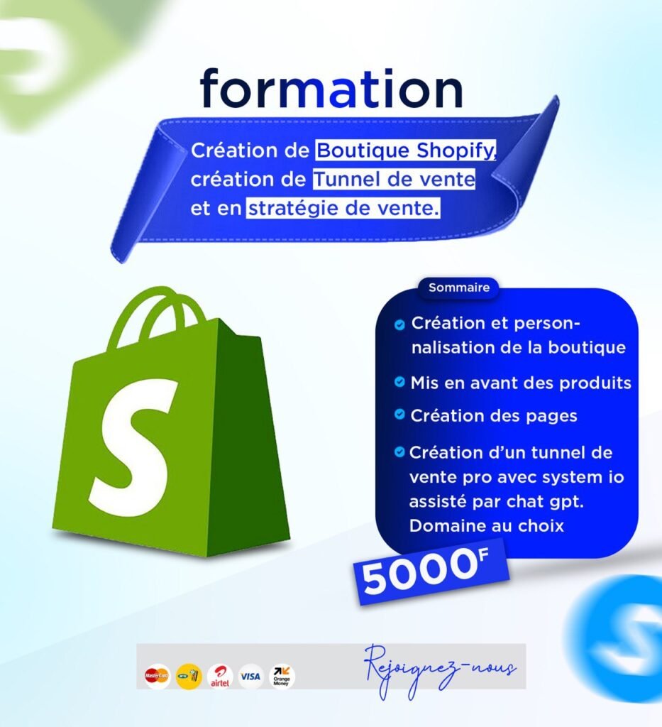 Formation shopify et tunnel de vente