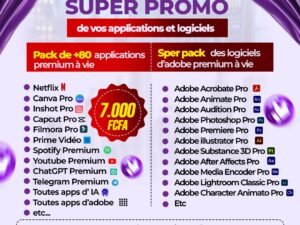 PACK D'APPLICATIONS PREMIUMS ET LOGICIELS D'ABOBE PREMIUM