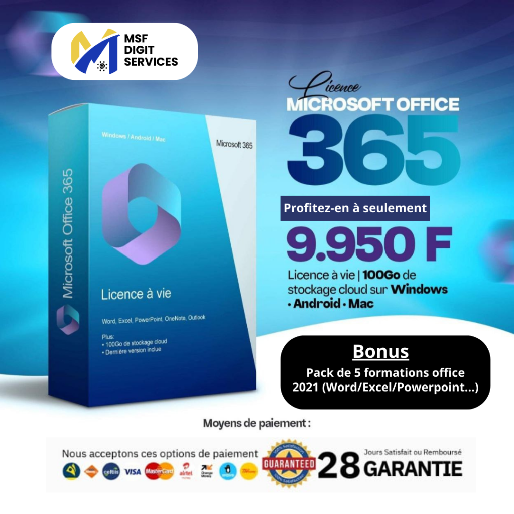 PACK OFFICE 365 POUR WINDOWS ET MAC