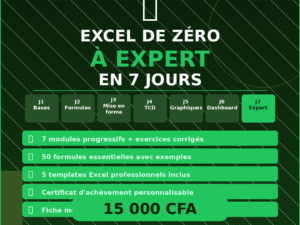 Formation Excel Complète — De Débutant à Expert en 7 Jours (+ 50 Formules + Certificat)